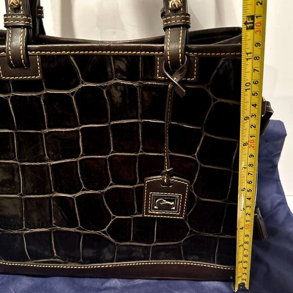 Dooney & Bourke Croc Embossed Double Strap Tassel Shoulder Bag Keychain Dust Bag - Picture 15 of 16